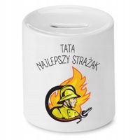Skarbonka Dla Taty Tata Najlepszy Strażak Prezent Z Nadrukiem Ze Zdjęciem