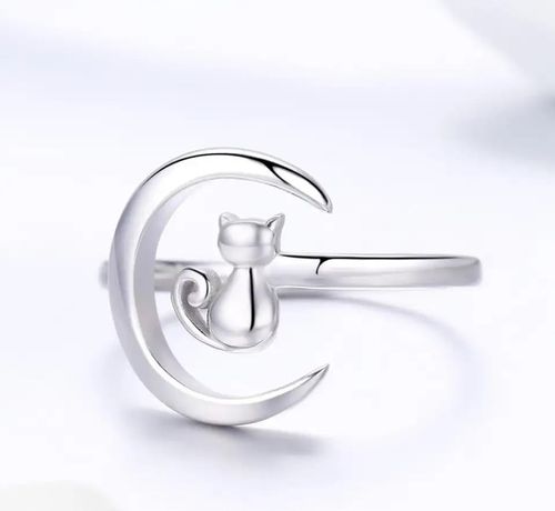 Pierścionek Srebrny 925 Kot Księżyc Pierścionek na Arena.pl