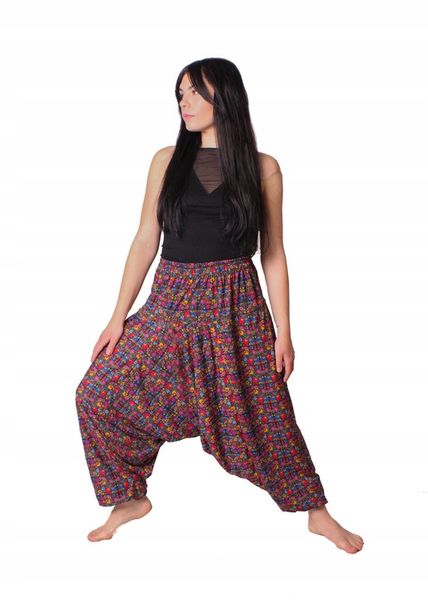 SZARAWARY SPODNIE KOLOROWE NADRUK FULL PRINT ŁOWICKIE zdjęcie 3