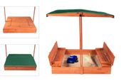 Piaskownica ogrodowa z daszkiem zamykana z ławkami 120x120 ciemnozielona