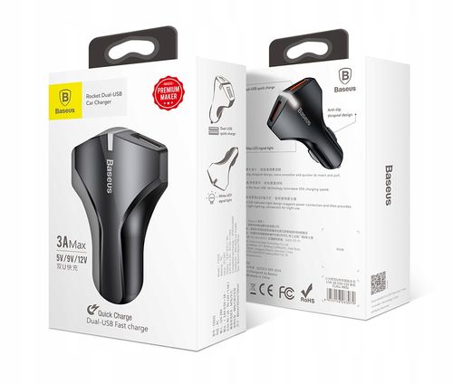 ŁADOWARKA SAMOCHODOWA BASEUS 2X USB QC S9 S9 PLUS na Arena.pl