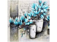 40X40CM ZEGAR MAGNOLIE NIEBIESKICH KOLORACH OBRAZ