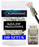 100x KOŃCÓWKI WTYK WTYKI RJ45 8P8C FTP KAT5e PRZELOTOWE EUROKOMP EKRANOWANE