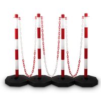 19389 Komplet słupków zabezpieczających z łańcuchami 83 cm biało czerwone