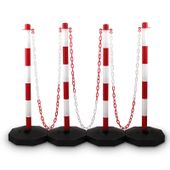 19389 Komplet słupków zabezpieczających z łańcuchami 83 cm biało czerwone