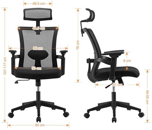 Regulowany Fotel Biurowy Techly, Wentylowane oparcie, Zagłówek 105711 na Arena.pl