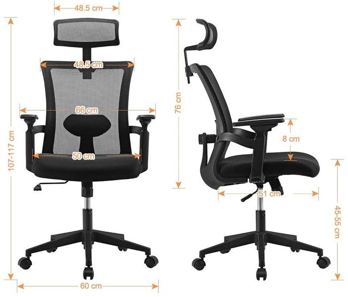 Regulowany Fotel Biurowy Techly, Wentylowane oparcie, Zagłówek 105711 zdjęcie 5