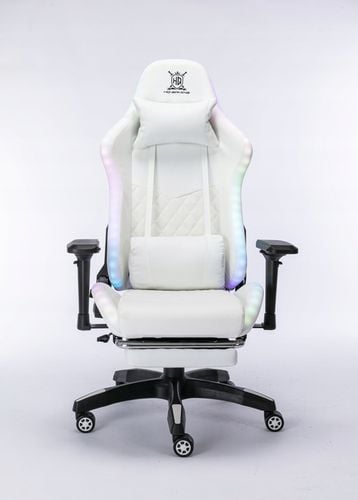 FOTEL GAMINGOWY BIUROWY WYGODNY KRZESŁO GRACZA OBROTOWY +RGB LED I PODNÓŻEK na Arena.pl