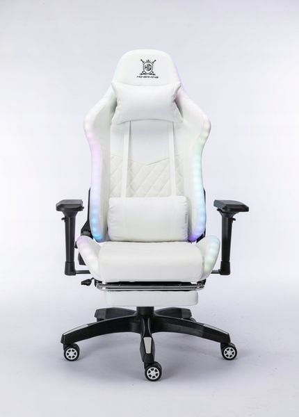 FOTEL GAMINGOWY BIUROWY WYGODNY KRZESŁO GRACZA OBROTOWY +RGB LED I PODNÓŻEK zdjęcie 14