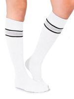 Podkolanówki dziewczęce w paski białe 27-30 YOCLUB