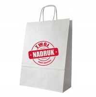 Torba papierowa biała 24x10x32cm z Twoim nadrukiem LOGO 100szt. REKLAMOWE
