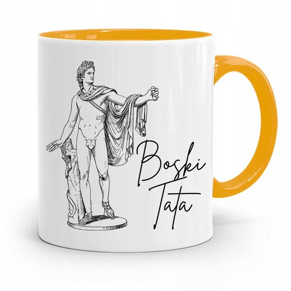 Kubek Żółty Prezent Dzień Ojca Dla Taty Boski Tata Z Nadrukiem Ze Zdjęciem zdjęcie 1