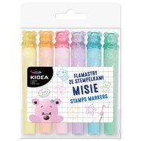 flamastry dwustronne ze stempelkami misie 6 szt. kidea