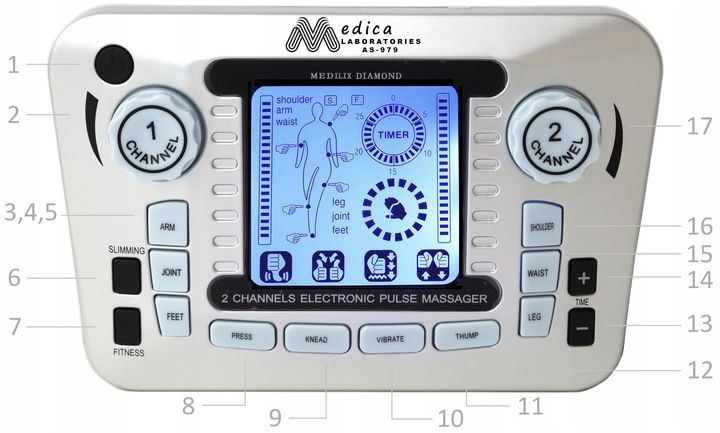 ELEKTROSTYMULATOR TENS EMS ELEKTRODY 3 RODZAJE+BAT zdjęcie 13