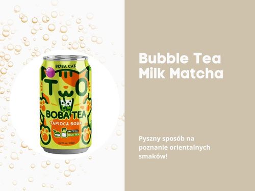 Bubble tea napój w puszce o smaku matcha z kulkami tapioki Boba Cat 315ml na Arena.pl