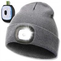 Czapka Zimowa z Latarką Lampką LED Ładowanie USB ocieplana Sportowa unisex