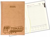 GRAWEROWANY KALENDARZ DZIENNY A5 2026 ROK Z IMIENIEM DLA KIEROWCY TIRA