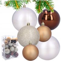 Bombki choinkowe plastikowe na choinkę brązowe różne rozmiary 26 sztuk
