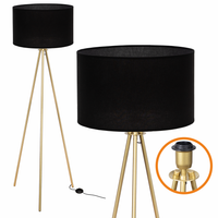 Lampa Stojąca Trigni Złota Mat 136cm Cerlux Czarny BEZBARWNY abażur 40/25