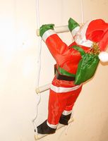 3*Mikołaj Na Sznurowej Drabinie Gwiazdor 36/170Cm Ozdoba Świąteczna