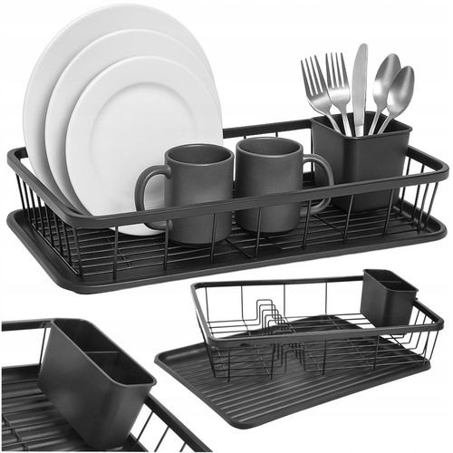 OCIEKACZ DUŻA SUSZARKA do NACZYŃ STOJĄCA na SZTUĆCE KUBEK TALERZE CZARNY na Arena.pl