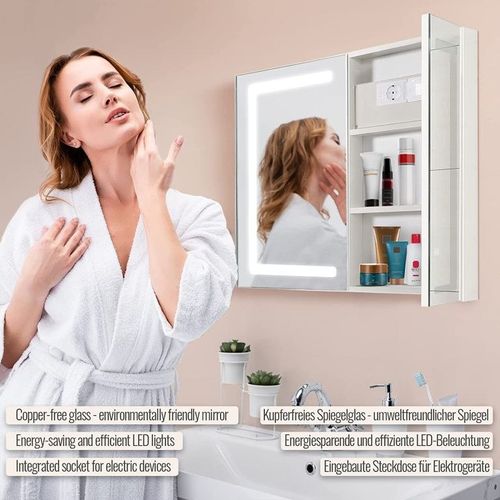 MIADOMODO Szafka z lustrem z oświetleniem LED, 65 x 65 cm na Arena.pl