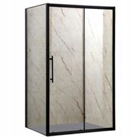 KABINA PRYSZNICOWA 100x80 CZARNA LOFT PRZESUWNA BRODZIK BIAŁY 14 CM SYFON