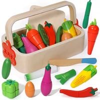 drewniane warzywa do krojenia cięcia na magnes w skrzynce zestaw z nożykiem