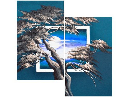 60X60CM LAZUROWY ZACHÓD SŁOŃCA DWU OBRAZ ŚCIAN na Arena.pl