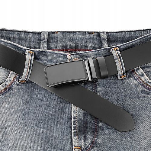 REVERSE PASEK SKÓRZANY MĘSKI DO SPODNI AUTOMAT CZARNY SKÓRA NATURALNA 105 na Arena.pl