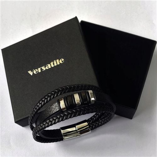 Bransoletka męska SKÓRZANA POTRÓJNA z GRAWEREM GRAWER IMIONA DATY PREZENT na Arena.pl