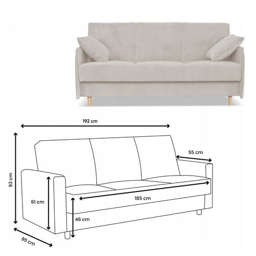 Kanapa sofa Alvo rozkładana wersalka funkcja spania pojemnik Family szara na Arena.pl