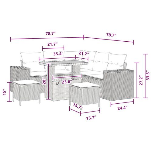 Zestaw Sof na Ogród 8 pcs Czarny polirattan na Arena.pl