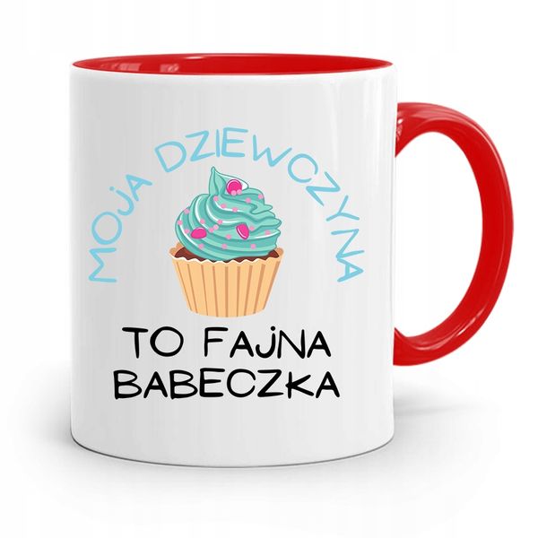 Kubek Czerwony Dla Dziewczyny Fajna Babeczka Z Nadrukiem Ze Zdjęciem zdjęcie 1