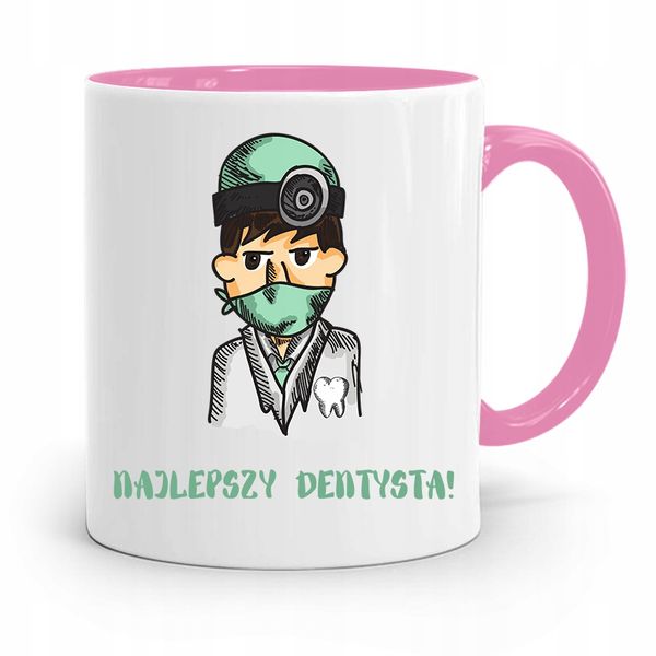 Kubek Różowy Prezent Dentysty Najlepszy Dentysta Z Nadrukiem Ze Zdjęciem zdjęcie 1