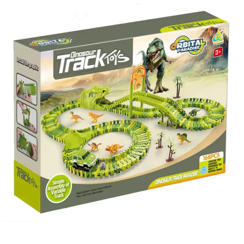 Zestaw Tor Wyścigowy Dinozaury Park Przeszkód Autko Figurki Klocki 168El na Arena.pl
