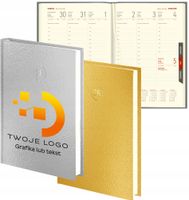 PLANER Z TWOIM LOGO NADRUKIEM tyg. kalendarz 2026 A5 złoty srebrny 10 szt