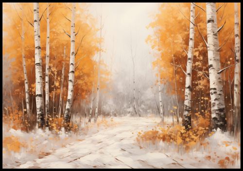 Plakat 100x70cm Jesienne Brzozy na Arena.pl