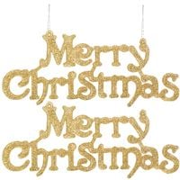 Zawieszka na choinkę napis Merry Christmas 2 szt. ozdoba świąteczna 24 cm złoty brokat