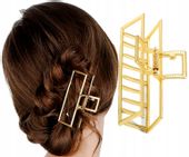 Spinka klamra do włosów duża metalowa prostokąt  B126_Prostokąt_Złoty