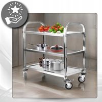 Wózek Kelnerski Cateringowy Restauracyjny "L" 3-półkowy Stalowy 405 KG
