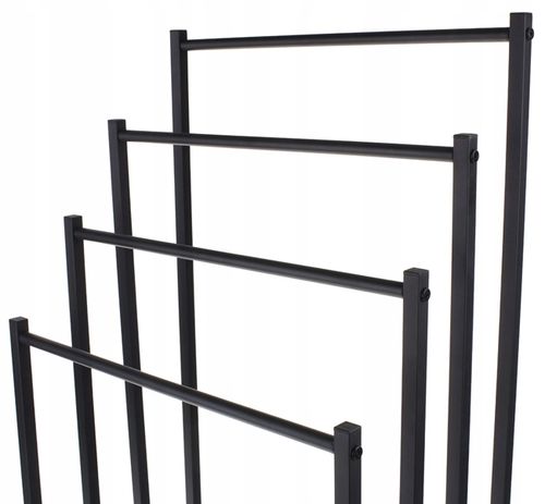 Stojak na Ręczniki Wieszak Łazienkowy Metalowy Stojący 4 Poziomy Czarny na Arena.pl