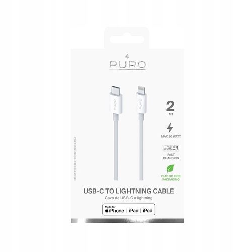 Kabel Przewód SBS Plain USB-C - Lightning 2 metry Biały na Arena.pl
