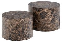 Zestaw 2 stolików Dice okrągłe marmur brązowy