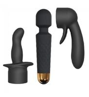 zestaw masażera wibracyjnego wanderful dorcel silikonowy czarny 20 cm