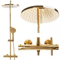 Bateria prysznicowa termostatyczna z deszczownicą kolumna prysznicowa złota