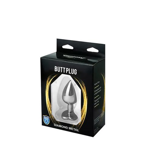 silver medium heart-shaped butt plug with black crystal na Arena.pl