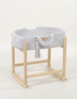 Kosz Mojżesza BOHO bawełniany nosidełko dla lalek z drewnianą kołyską