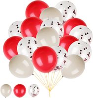 Zestaw 60 Balonów 30cm Czerwone i Białe Lateksowe na Urodziny Hel
