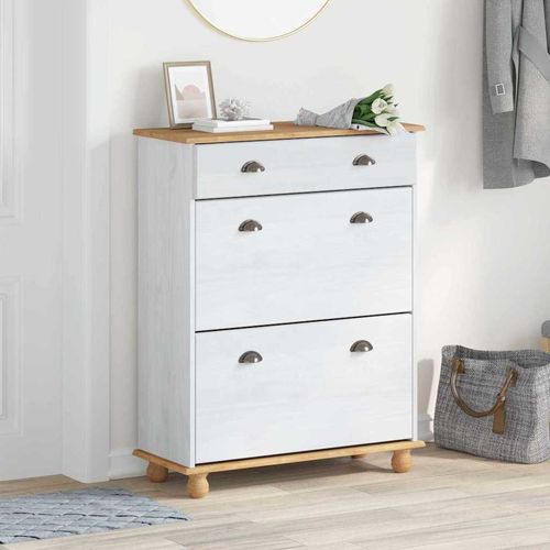 Szafka na buty ASKIM Biały 85 x 35 x 108 cm Lite drewno sosnowe na Arena.pl